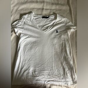 White Ralph Lauren V Neck Tee
